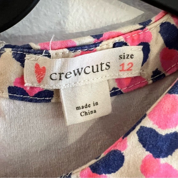 2/$15 Crewcuts girls 12 short dress blue pink hearts elastic waist back zipper - Picture 5 of 9